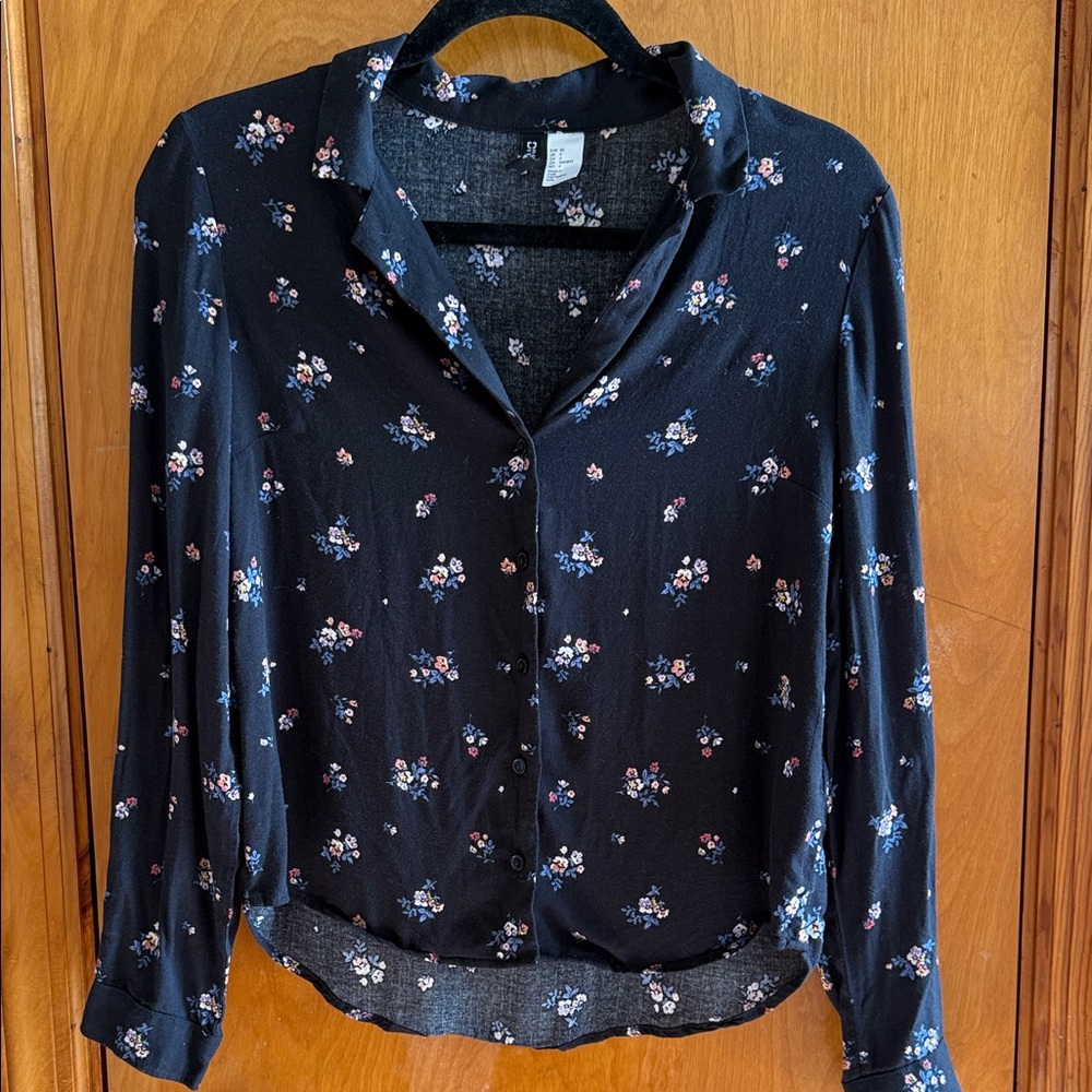 Divided Black Floral Button-Down Shirt